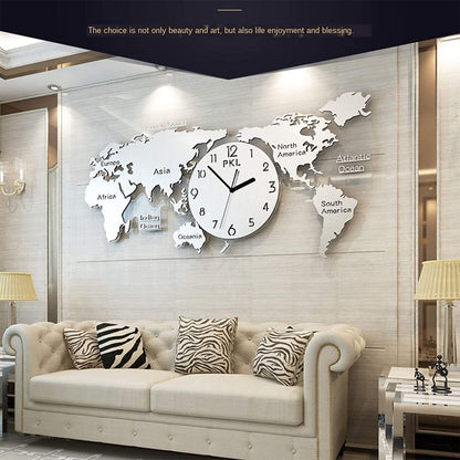 Acrylic 3D World Map Clock, Large Wall Decoration – Ideal Home & Office Decor, Library Beautification