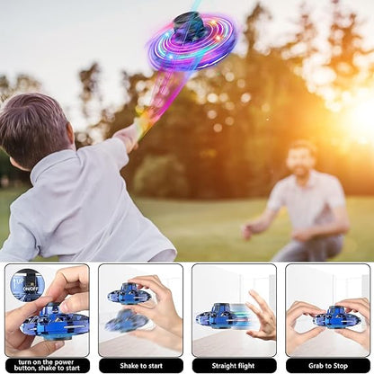 KANINO Flying Spinner, Flying Fidget Spinner with LED Lights, Kids Drone Flying Spinner,Mini Drone with USB Rechargeable for Fun Indoor Outdoor (Blue), One Size