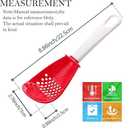 6in1 Multifunctional Cooking Spoon - Kitchen Gadgets Strainer for egg yolk Separator- Grater Masher- Colander Skimmer Scoop- for Mashing, Grating, Draining, Heat Resistant - 3 Pack (Color Mixing)