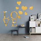 Love & Hearts Acrylic Wall Mirror - Modern Home Decoration [42 pieces]