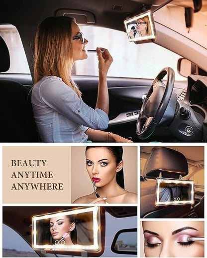 Feisate Car Visor Vanity Mirror With Led Lights, Car Mirror Light Rechargeable Makeup Mirror With 3 Light Modes, Car Visor Mirror, Car Vanity Mirror For Car Truck SUV, White