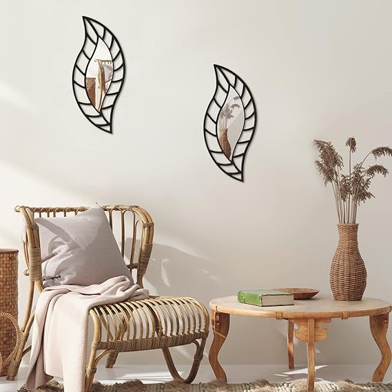 Mounted Art Leaf Wall Decor Mirror - Acrylic Wall Mirror -  Mirror