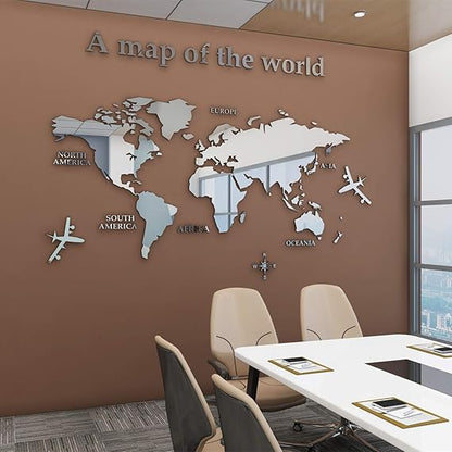 Acrylic 3D Wall Decor World Map Wall Decar for Office Decoration