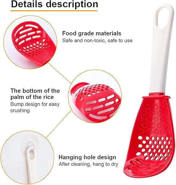 6in1 Multifunctional Cooking Spoon - Kitchen Gadgets Strainer for egg yolk Separator- Grater Masher- Colander Skimmer Scoop- for Mashing, Grating, Draining, Heat Resistant - 3 Pack (Color Mixing)