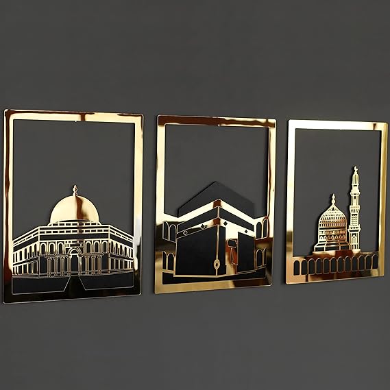 Masjid Al Aqsa, Masjid Al-Haram & Masjid An-Nabawi Islamic Wall Art | Acrylic Kaaba Wall Decor