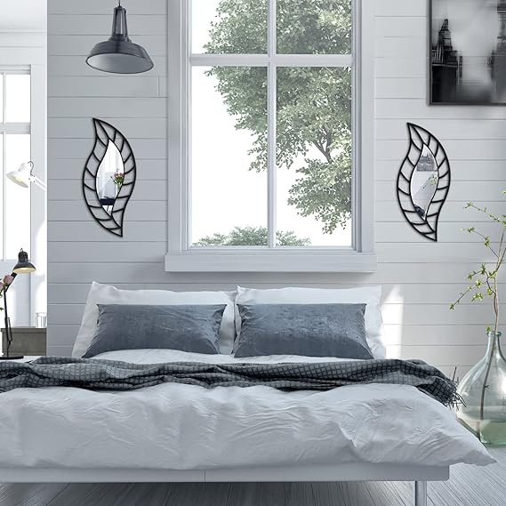 Mounted Art Leaf Wall Decor Mirror - Acrylic Wall Mirror -  Mirror