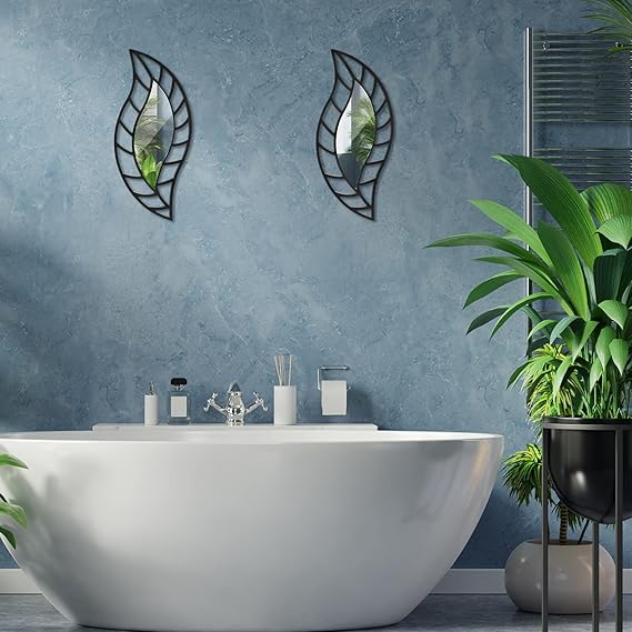 Mounted Art Leaf Wall Decor Mirror - Acrylic Wall Mirror -  Mirror
