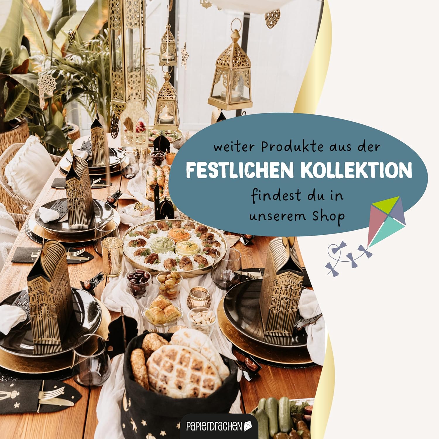 Papierdrachen Ramadan Countdown Wood – for Standing – Black Varnished – Decoration – Sugar Festival Set 02