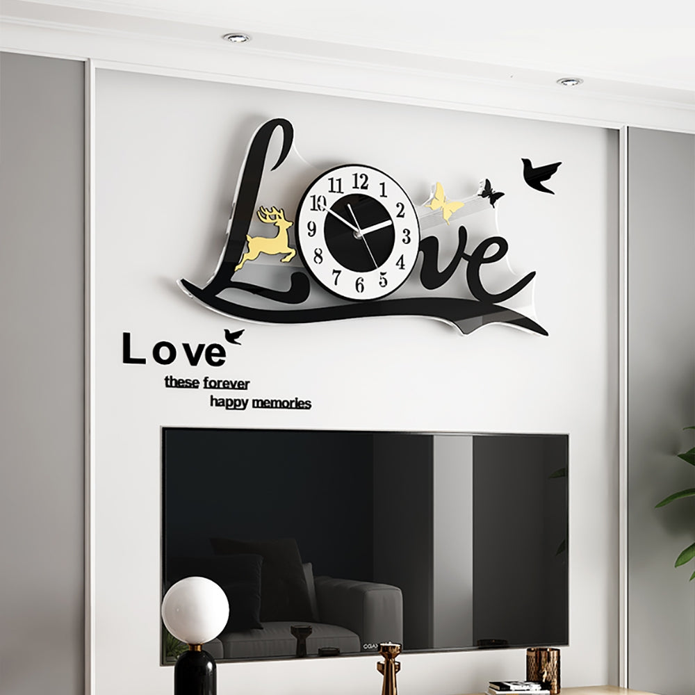 3D Love Wall Clock Acrylic Wall Decore