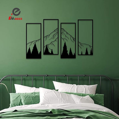 Mountain and Forest Wall Frame | 4 Pcs | Acrylic Wall Art | Home Decoration