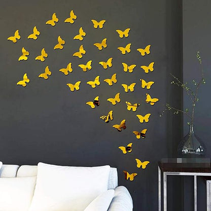 40 Butterfly Decorative 3D Acrylic Mirror for Wall