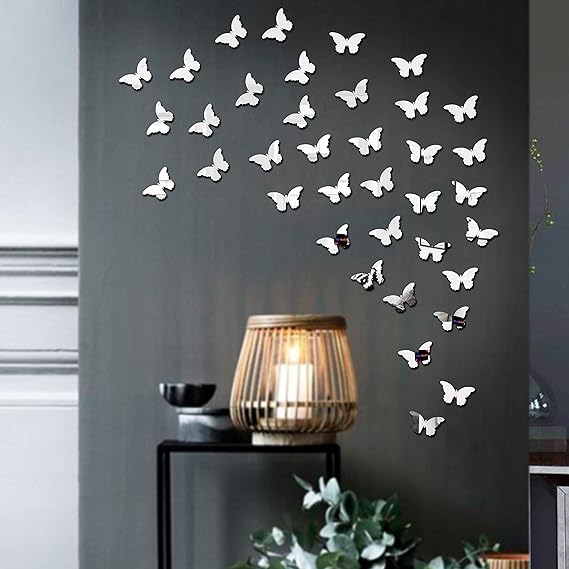 40 Butterfly Decorative 3D Acrylic Mirror for Wall