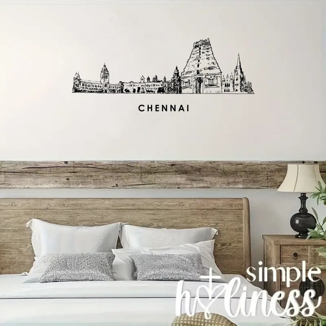 Chennai, India - Skyline Acrylic Wall Art - Home Decal - Indian National Day