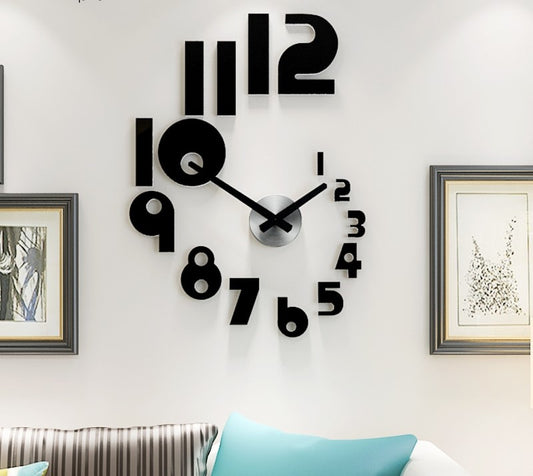 3D Wall Clock, Frameless Wall Clock DIY Wall Decoration, 3D Roman Number Wall Clock Home Decor