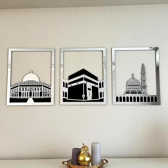 Masjid Al Aqsa, Masjid Al-Haram & Masjid An-Nabawi Islamic Wall Art | Wooden Acrylic Kaaba Wall Decor