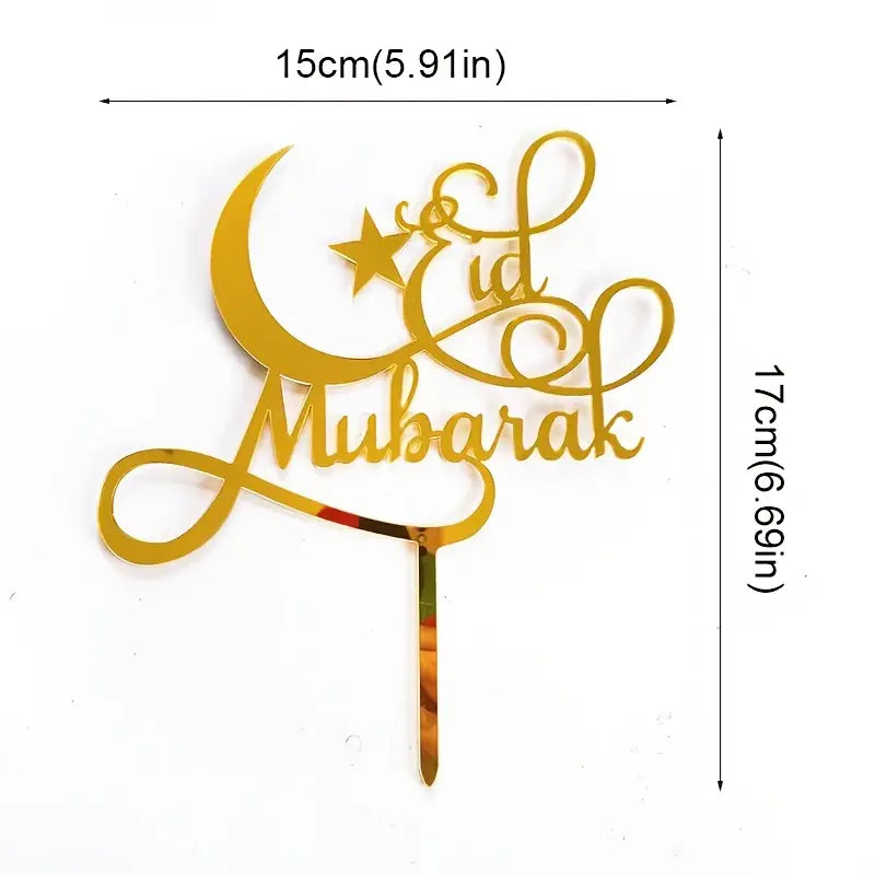 Eid Mubarak Acrylic Cake Topper, set of 6