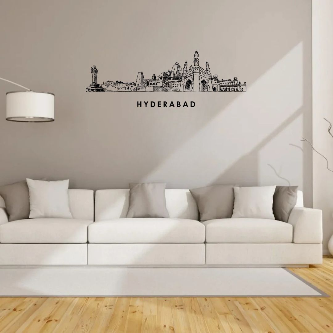 Hyderabad, India - Skyline Acrylic Wall Art - Home Decal - Indian National Day