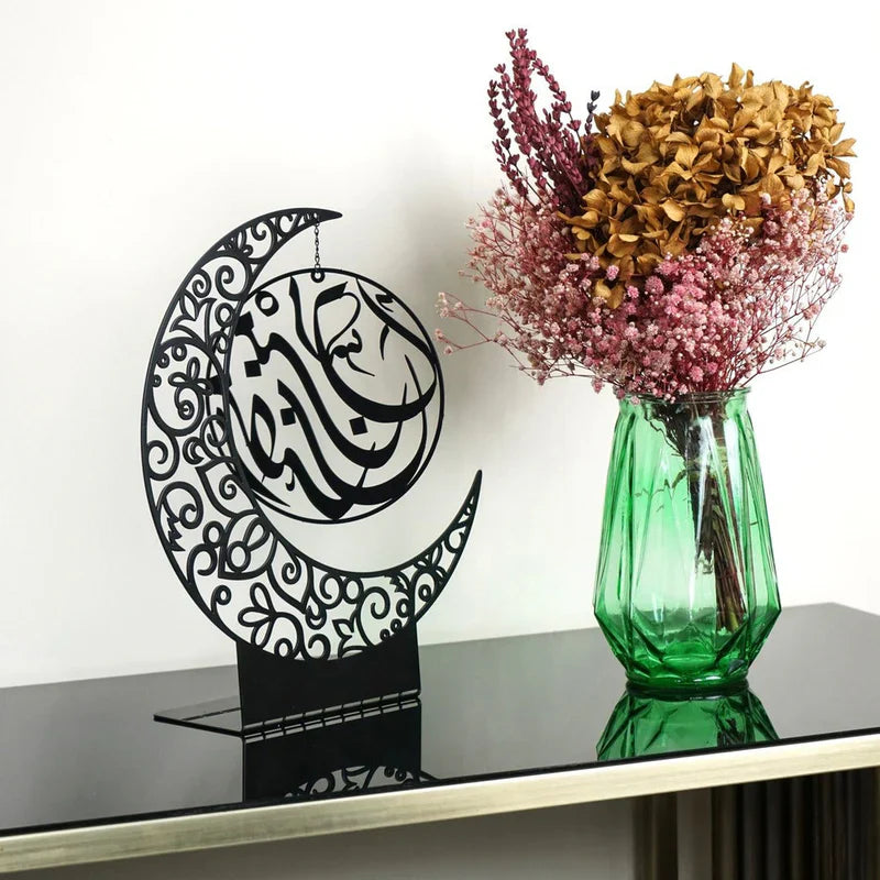 Ramadan Kareem Acrylic Crescent Decor | Ramadan & Eid Decoration for Home