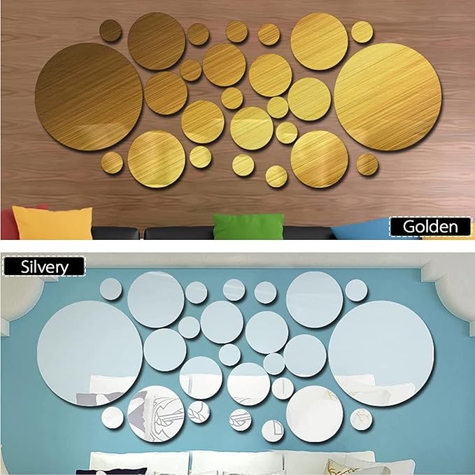Bubble Reflective Wall Mirror - 26 pcs - Acrylic Mirror For Home Decor | Modern Wall Decal