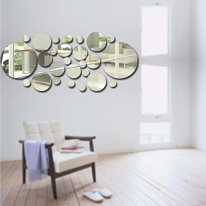Bubble Reflective Wall Mirror - 26 pcs - Acrylic Mirror For Home Decor | Modern Wall Decal