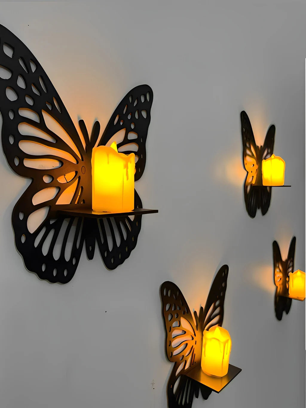 Decorative Butterfly Wall Shelf with Candlestick