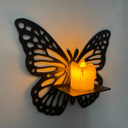 Decorative Butterfly Wall Shelf with Candlestick