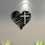 Heart With Jesus Cross - Christian Home Decal 