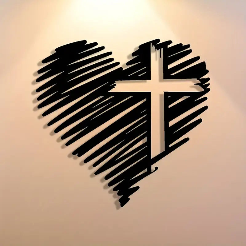 Heart With Jesus Cross - Christian Home Decal 2