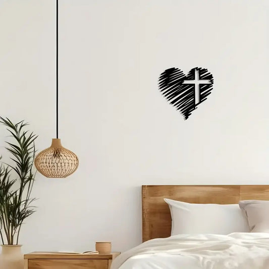 Heart With Jesus Cross - Christian Home Decal 3