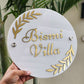 House Nameplate - Circle shape - Gold and White