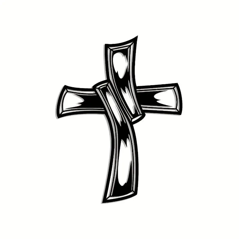 Jesus Cross Hollowed-out Retro - Christian Wall Decal 2