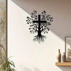 Jesus Cross with Tree - Chirsmas Gift - Chirstian Home Decal 1