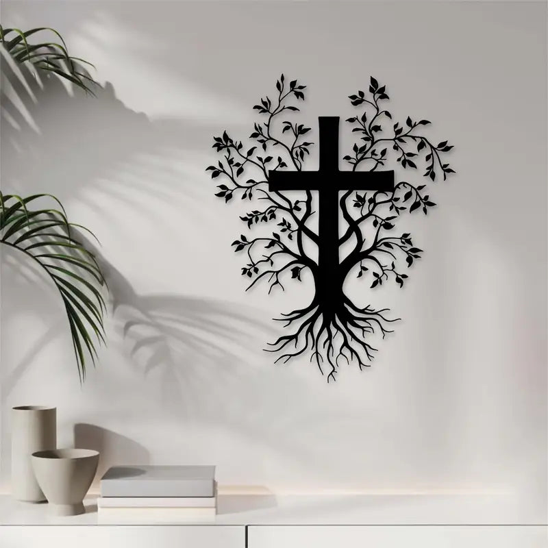 Jesus Cross with Tree - Chirsmas Gift - Chirstian Home Decal 4
