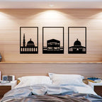 Kaaba, Masjid Nabawi & Masjid al-Aqsa - Acryilc Islamic Wall Decor Art in Dubai