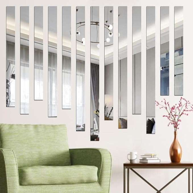 Line Design Mirror Wall | 20 pieces | - Modern Home Wall Decor - Best For Home and Office