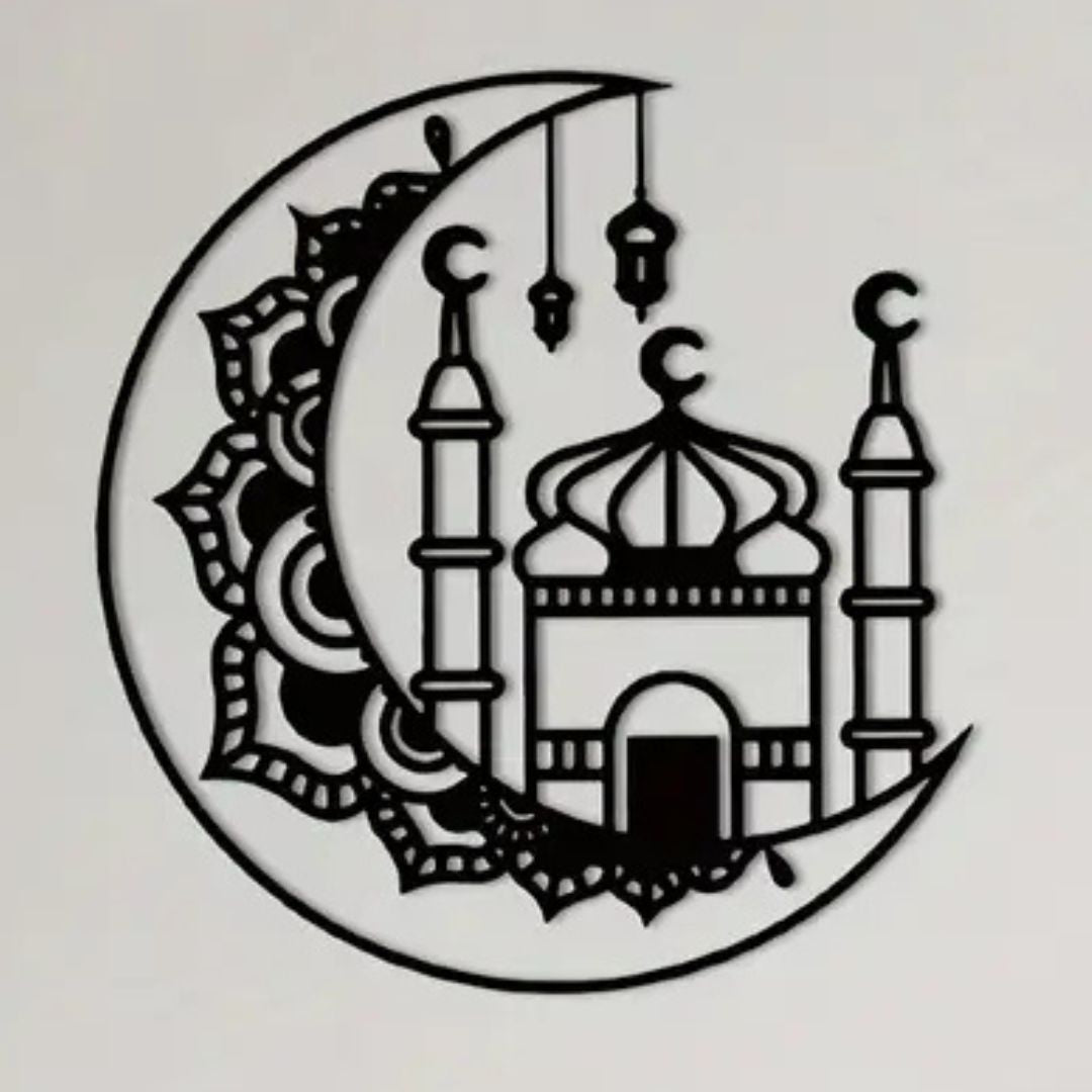 Ramadan Moon And Mosque Acrylic Wall Decor