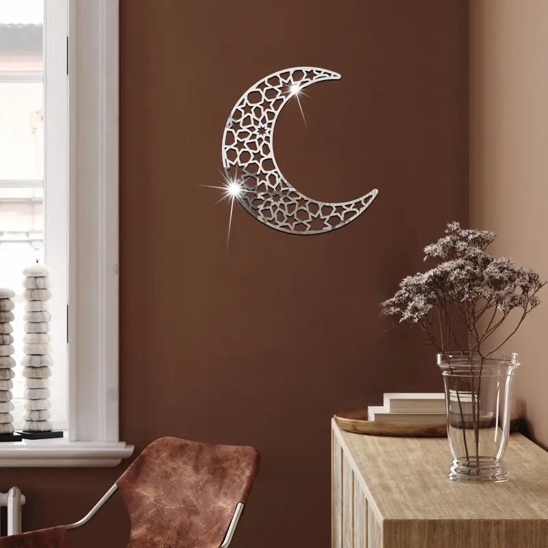 Ramadan Moon Silver Acrylic Wall Art