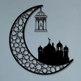 Ramadan Moon with Beautiful Mosque Acrylic Wall Art in Black Color