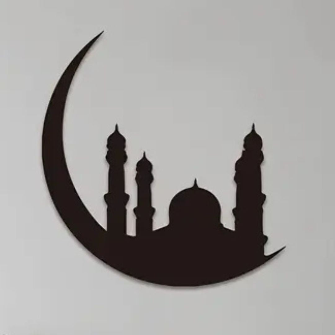 Ramadan Moon with Mosque Wall Decor