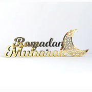 Ramadan Mubarak with Cresent Moon Table Topper Decor