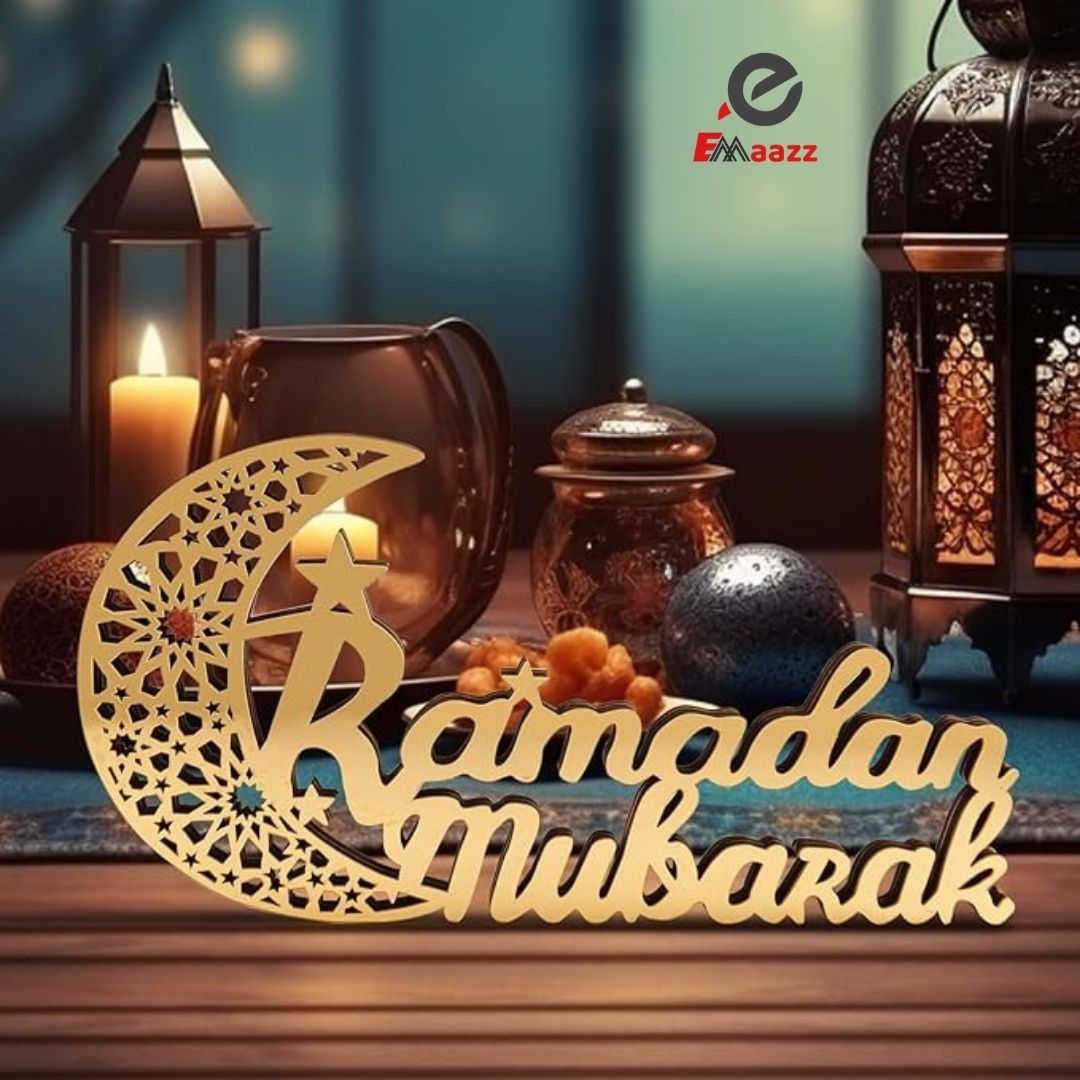 Ramadan Mubarak with Cresent Moon Table Topper Decor 02