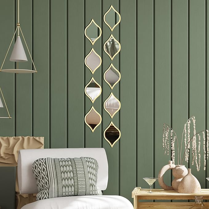 TeaDrop Design Mirror Wall | 9 pieces | - Modern Home Wall Decor - Best For Home and Office