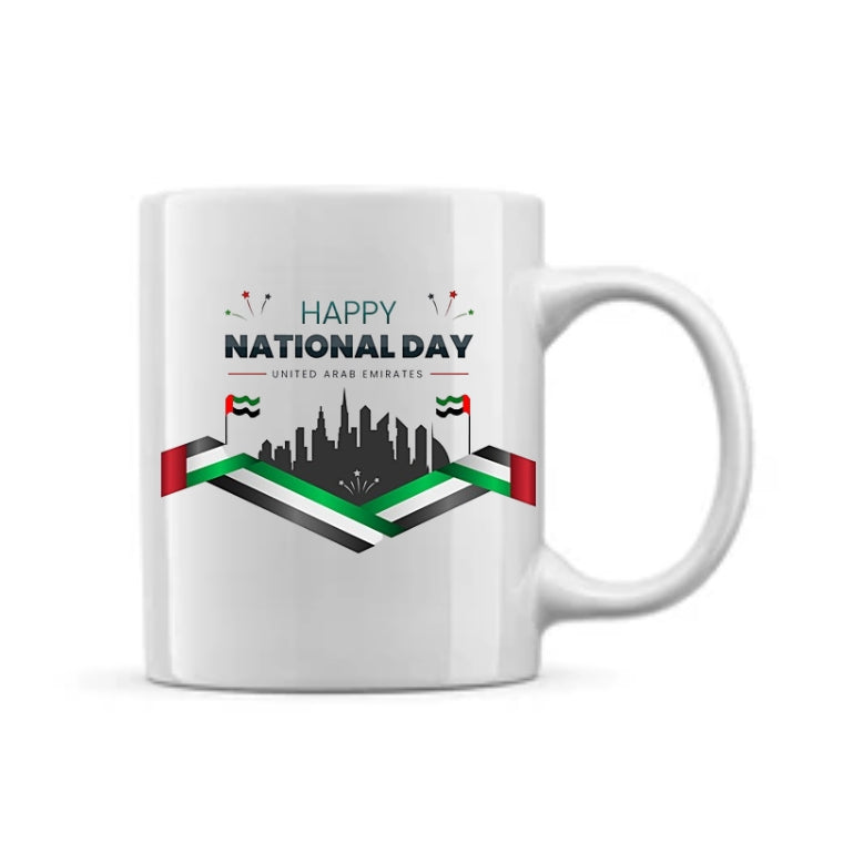 White Sublimation Ceramic Mug with Gift Box – 11 oz Blank Coffee Cup for Printing - Customized UAE National Day