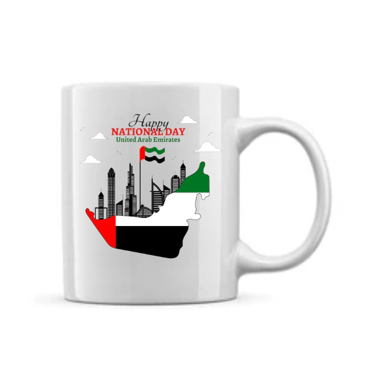 White Sublimation Ceramic Mug with Gift Box – 11 oz Blank Coffee Cup for Printing - Customized UAE National Day