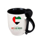 Two-Tone Ceramic Mug with Spoon – 11 oz Coffee & Tea Cup - Customized UAE National Day