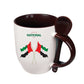Two-Tone Ceramic Mug with Spoon – 11 oz Coffee & Tea Cup - Customized UAE National Day