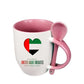Two-Tone Ceramic Mug with Spoon – 11 oz Coffee & Tea Cup - Customized UAE National Day