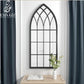 Large Gothic Black Arched Wall Mirror with Floral Wooden Signs | Emaazz