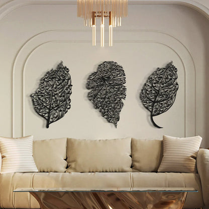 Set of 3 Acrylic Ayatul Kursi, Surah An-Nâs and Surah Al-Falaq Islamic Wall Art (Leaf Pattern)