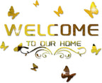 Welcome With Butterflies Wall Mirror - Acrylic Mirror For Home Decor | Modern Wall Decal